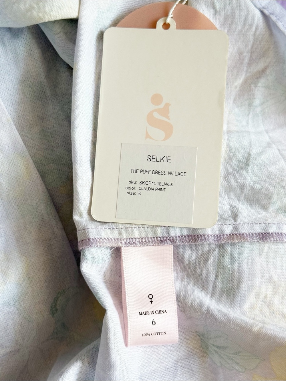 Selkie The Puff Dress With Lace Claudia Print Size 6 - Picture 9 of 12